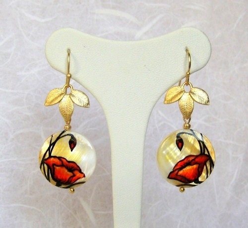 Flower jewelry, Mother's day jewelry, Poppy Red Flower Earrings, spring jewelry, spring fashion, sale jewelry, gift for mom