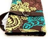 SHORT dpn or circular Knitting Needle Organizer Case - FRIEDA FRILLS - 24 brown pockets