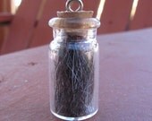 Black and White Wolf Fur Spirit Glass Jar Pendant