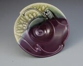 Eggplant Purple Fern Green Bowl Porcelain Handmadeby Mark Hudak