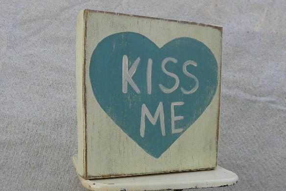 Shabby Chic Handmade Distressed Wood Sign Blue and white