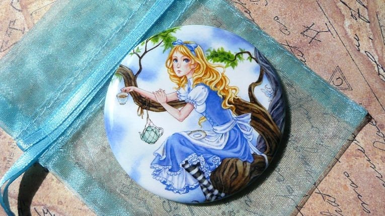Alice in Wonderland pocket mirror - fairy tale art by Meredith Dillman