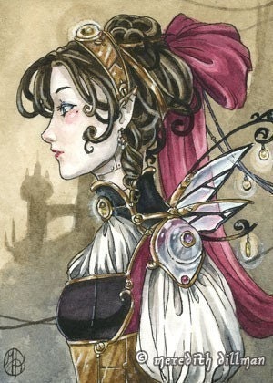 Steampunk Fairy Doll girl print 5x7 fantasy art