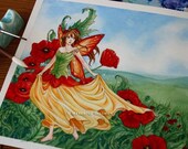 Poppy Fairy Painting ORIGINAL watercolor art