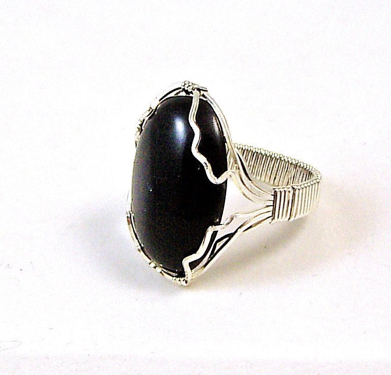 Obsidian and Sterling Silver Ring