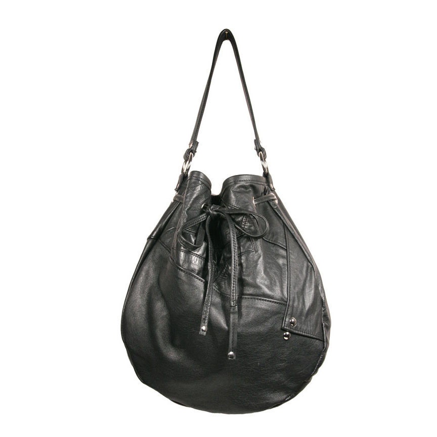 SALE- Olivia Shoulder Bag made of Recycled Black Leather