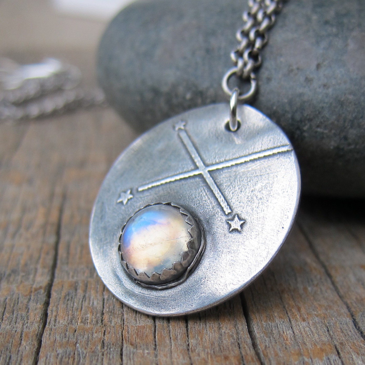 Constellation Southern Cross Necklace ... Fine Silver Bezel Star Pendant