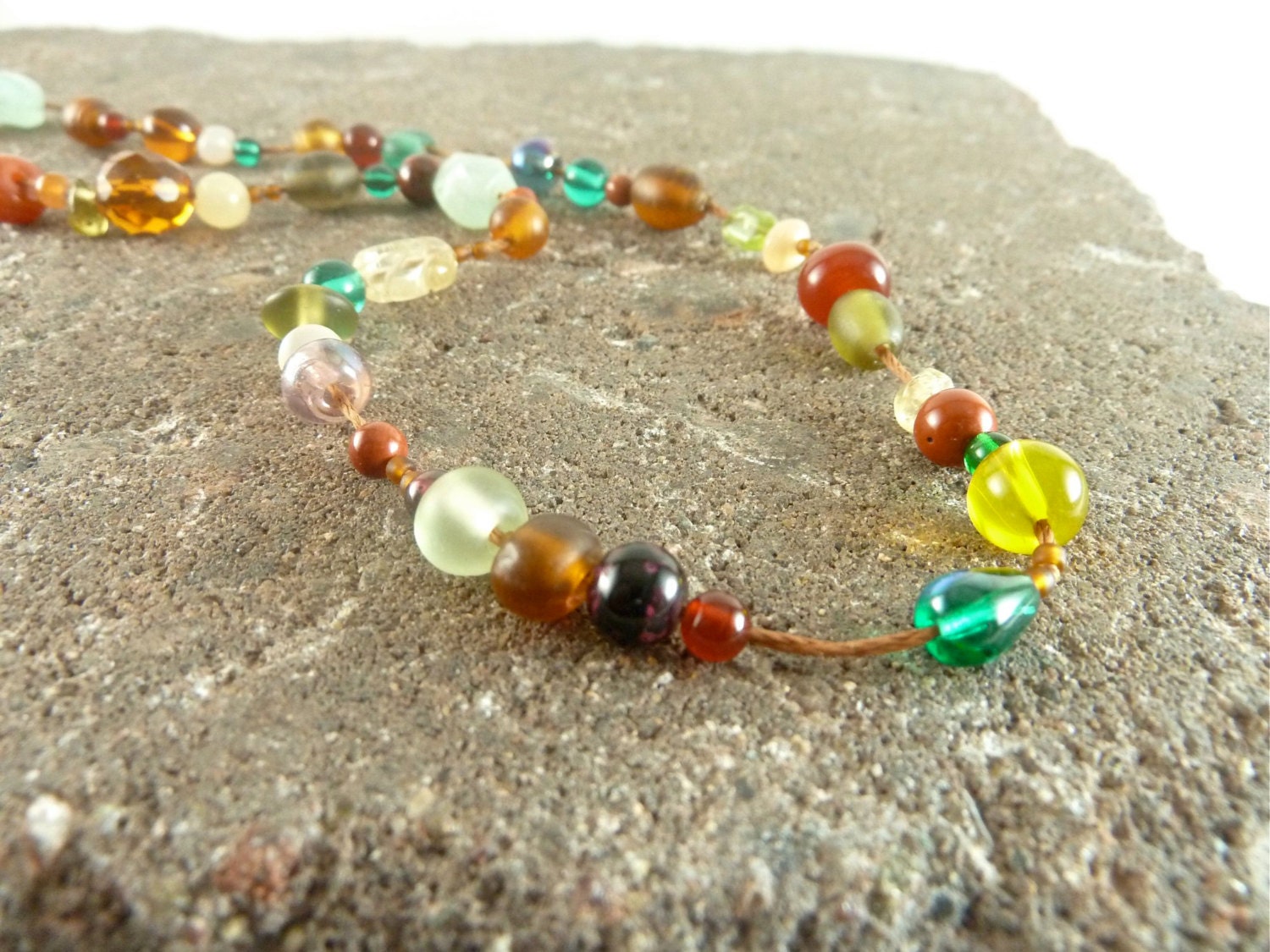 ON SALE - Glass Bead Necklace - Pumpkin Spice