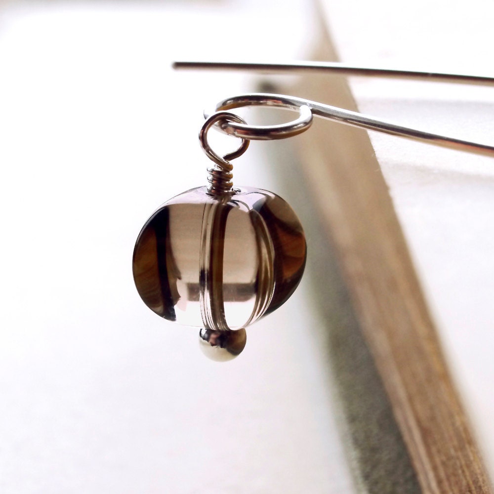Earrings. Smoky Quartz and Silver. Charleston.