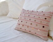 Embroidered linen decorative throw cushion cover, small