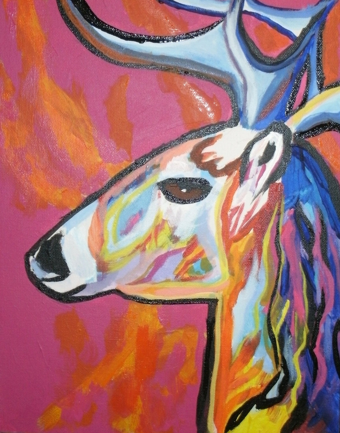 A friendly  Deer acrylic painting 12X16 inches
