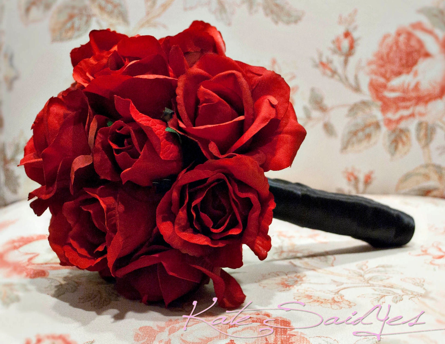 Bridal Bouquet - Red Rose Silk Wedding Bouquet