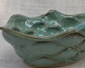 Wavy Aqua Bowl Hand Built Stonware Pottery