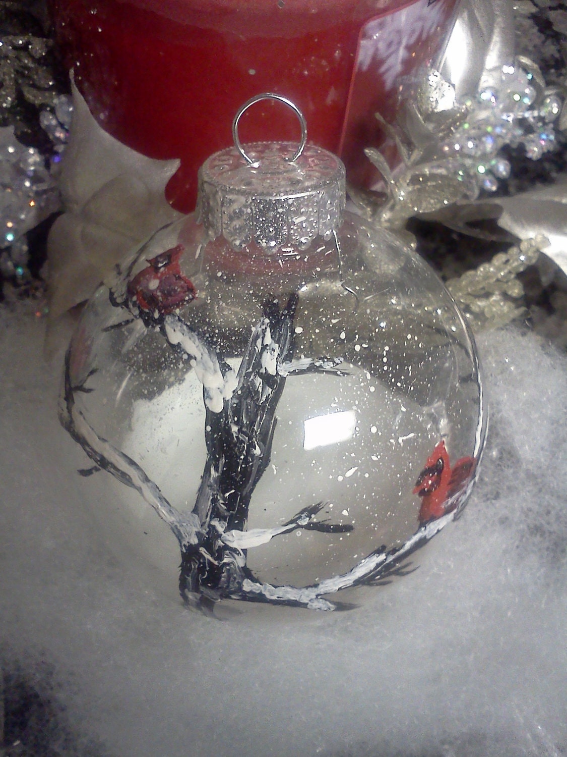Winter woodland scene christmas ornament
