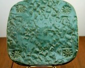 Textured Aqua Square Plate Handmade Pottery