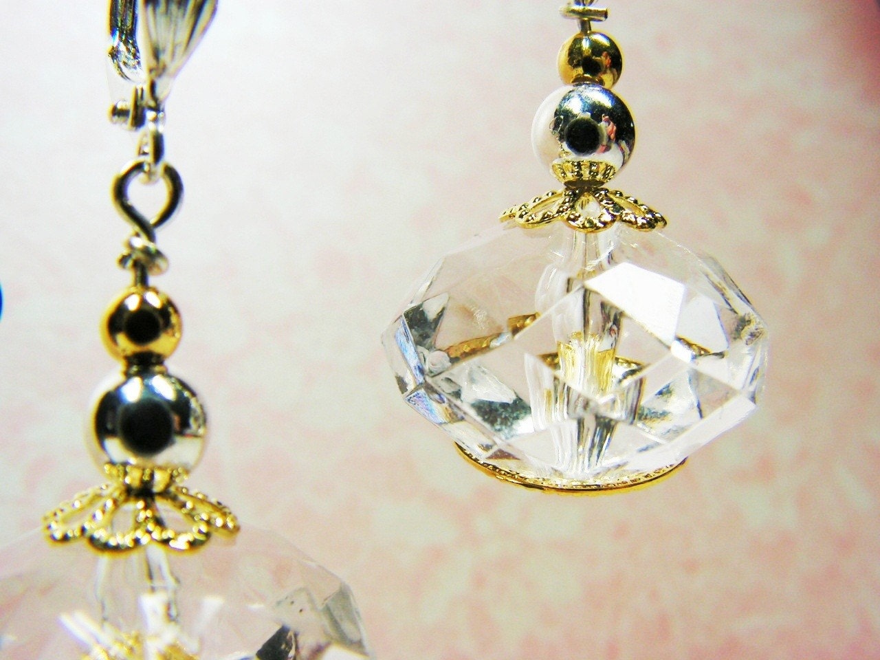 Silver and Gold Crystal Dangle Earrings