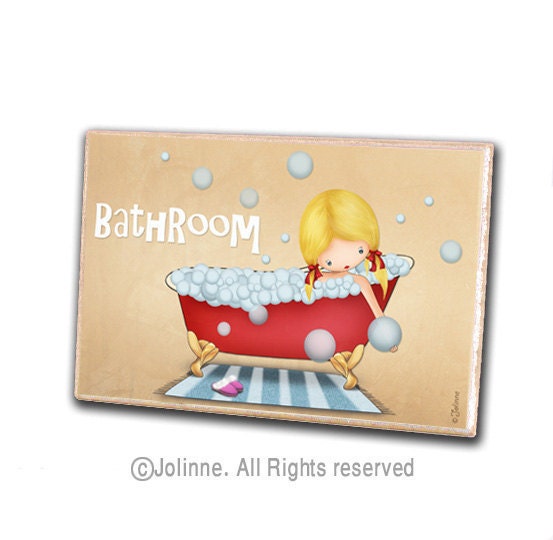 kids bathroom door sign , Personalized bath wood hanger decoration