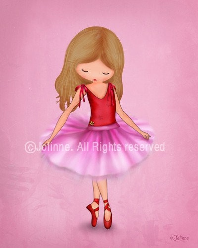 Girls ballet pink art print, Dancing ballerina room decor, nursery wall art, recital, kids wall hanging