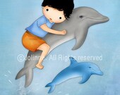Boys room decor dolphins wall art children art prints nursery decor