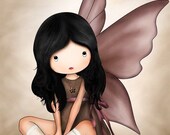 Angel fairy wall art original illustration print for girls Kids room nursery decor