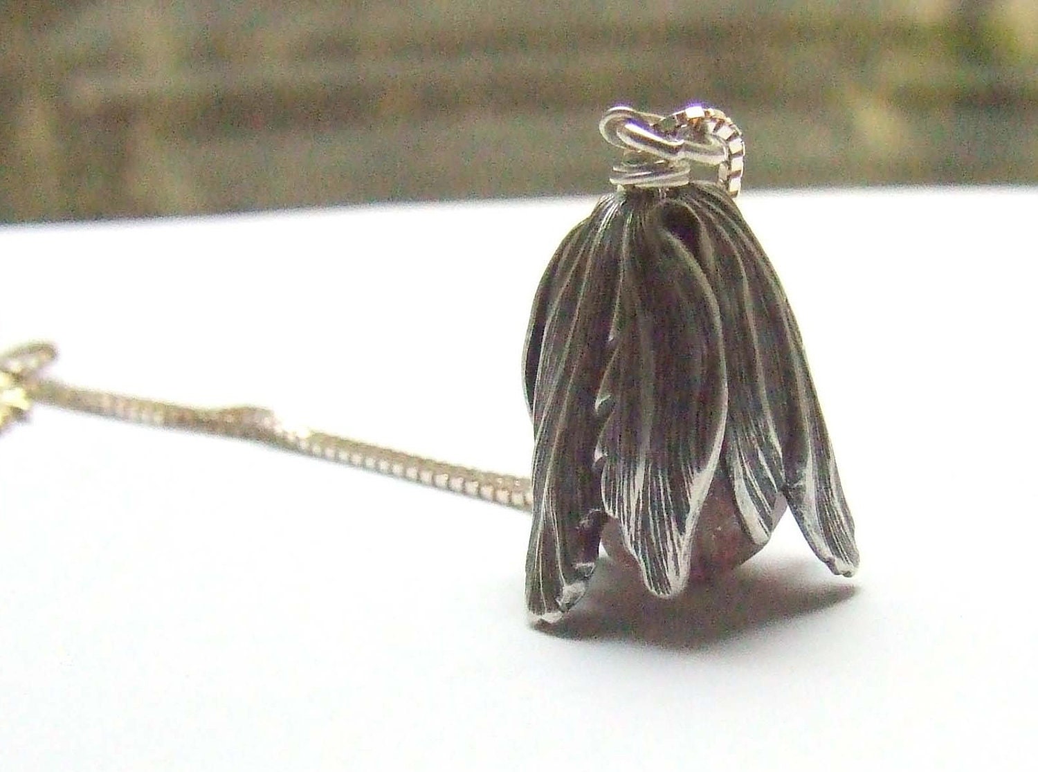 Silver necklace with bloom  Handmade  Jewelry on a silver chain - bloom true