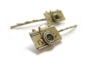 Vintage Camera Silver Bobby Pins 2pcs