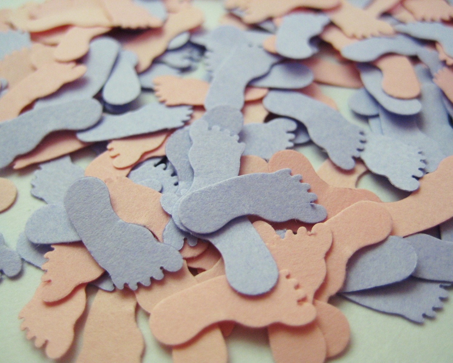 Baby shower confetti, pink and purple baby girl feet 200 pieces