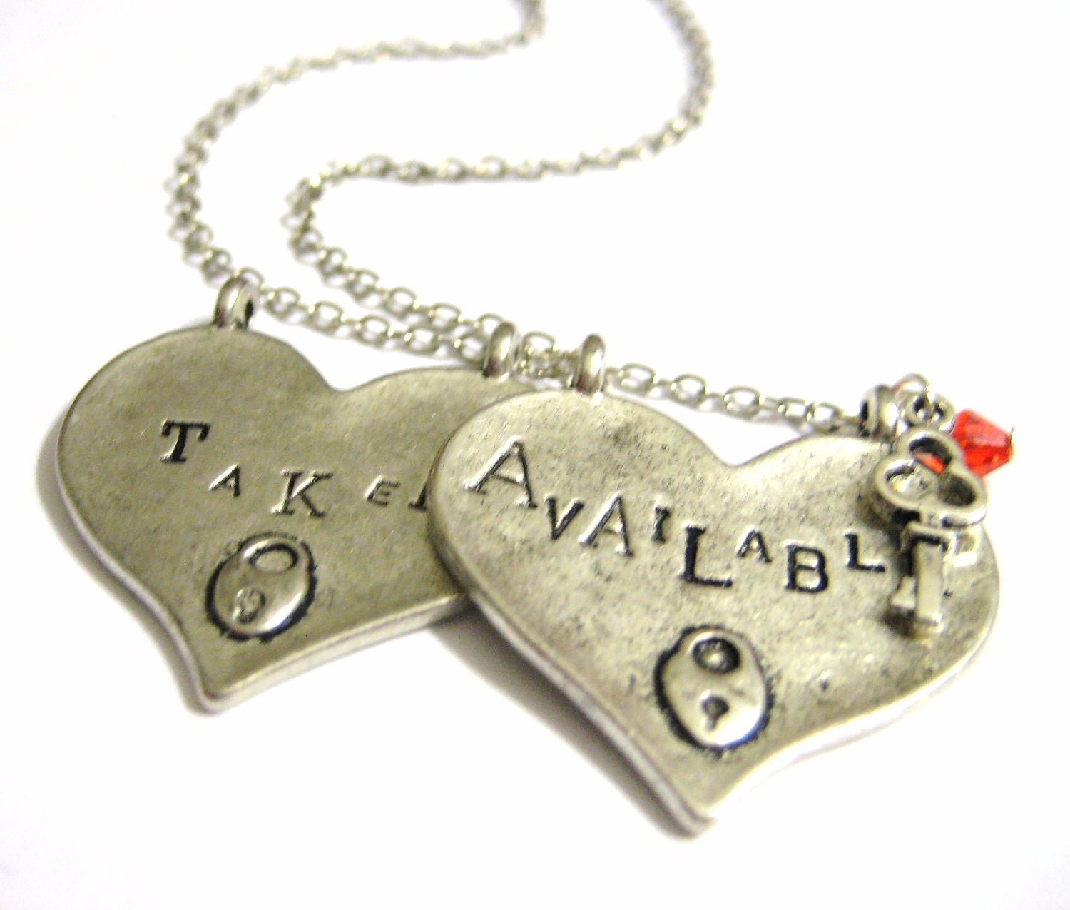 Available / Taken Reversible Silver Charm Necklace - Custom Color Options