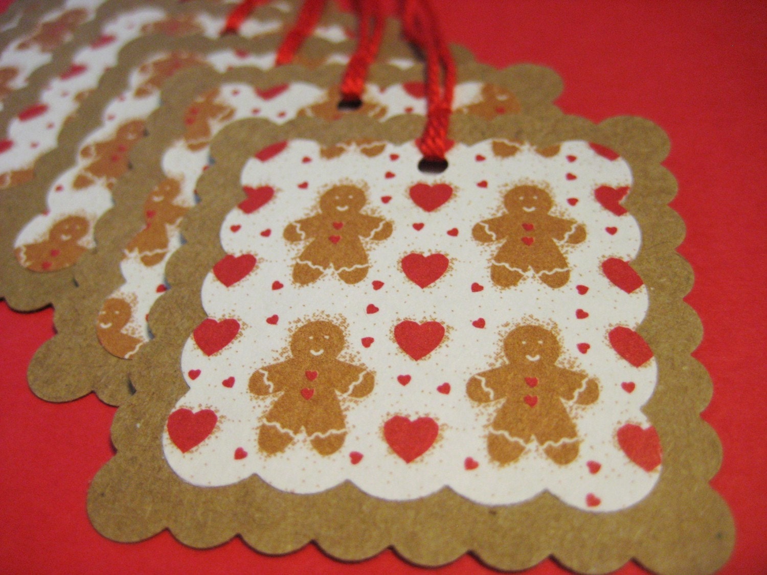 Gingerbread men kraft gift tags, set of 6