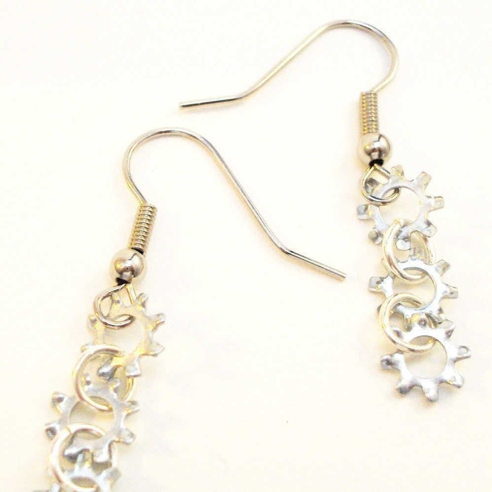 Lock on Tight Hardware Earrings on Sterling Silver Ear Wires