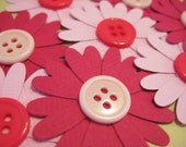 Pink flower embellishments, set of 8