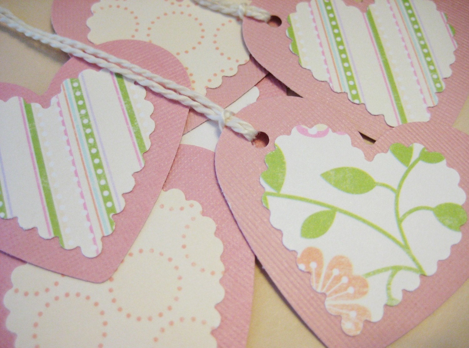 Shabby chic heart gift tags set of 6