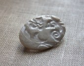 Brooch Shawl Pin / Pearl Ivory Oval Filigree / Handcrafted