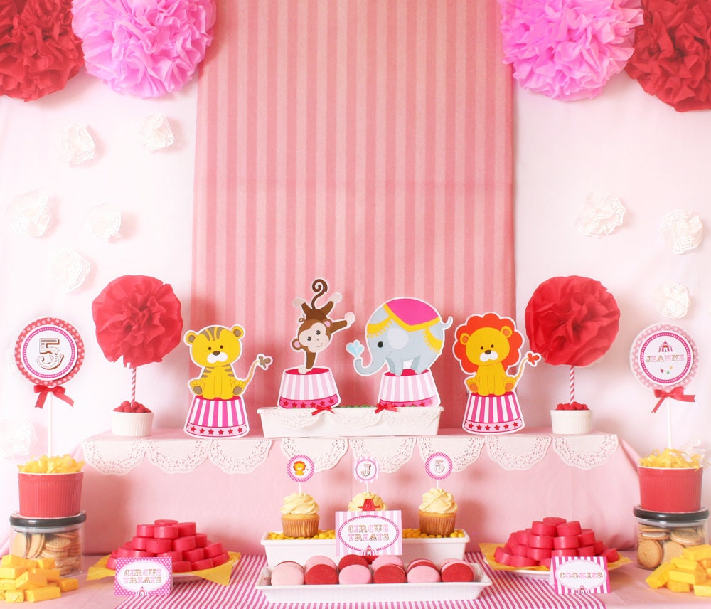 Vintage Pink Carnival Circus Birthday Party Package Personalized FULL Collection Set - PRINTABLE DIY - PS807x Il_170x135