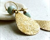 Textured Brass, Artisan Glass - Earrings -Sweetness - Handmade Fashion