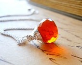 Whiskey Quartz Necklace Sterling Silver Beer Quartz Onion Briolette Wire Wrapped Warm Brown
