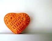 Tangerine Orange Crochet Heart with Lavender - Valentine's Day, Lavender Sachet, Wedding Favor, Cottage Home Decor, Pantone Spring 2012
