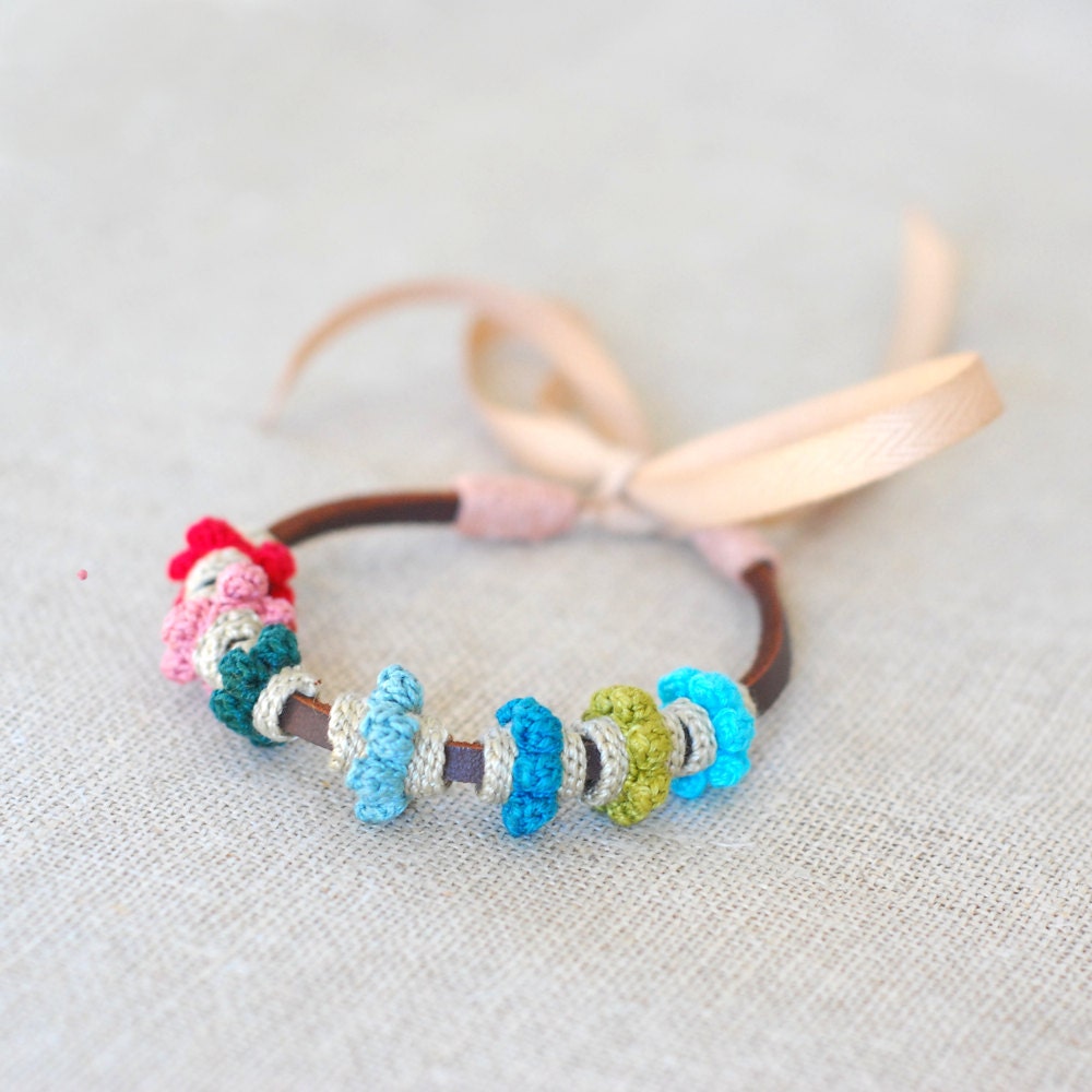 leather and crochet bracelet