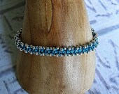 Beaded Friendship bracelet in teal.