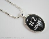 Command-Z Oops Necklace. Apple Mac Computer Geek Jewelry. Ball Chain and Glass. Black and White.