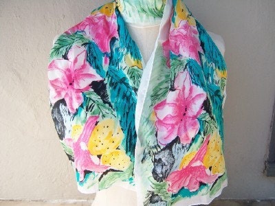 Vintage silk VERA Neumann scarf / Tiger Lillies
