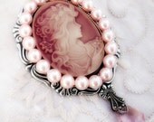 cameo jewelry Pink and Pearls Brooch