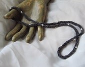 Twisted Gray  Glass Beads and Faux Pearl Necklace