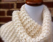 White Peruvian Wool Scarf Hand-knit