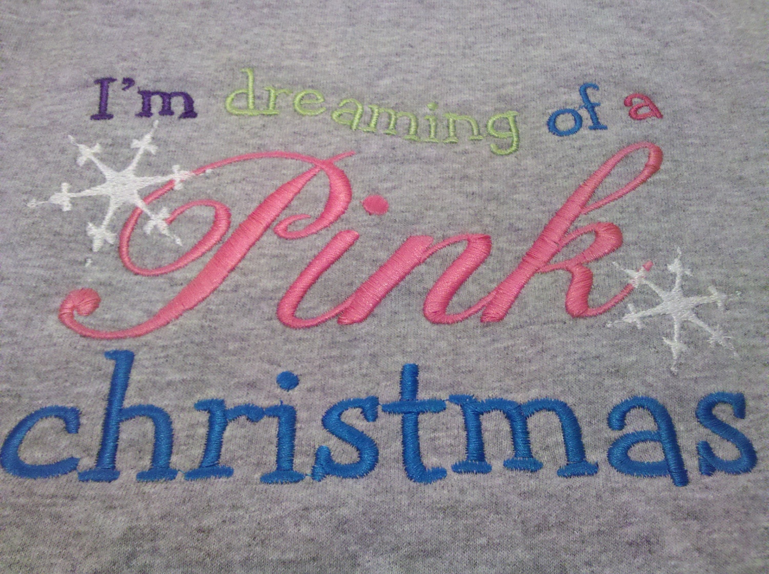 Girls Long Sleeve I'm Dreaming of a Pink Christmas Embroidered tshirt