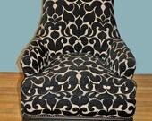 Hollywood Regency Vintage Black Velvet Matelasse Retro Club Chair (RESERVED FOR JSPARKSWY)