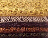 NEW COLORS ADDED - 9 pieces glittery lace - peach, yellow, ivory, brown, copper, green, grape, black, lavender