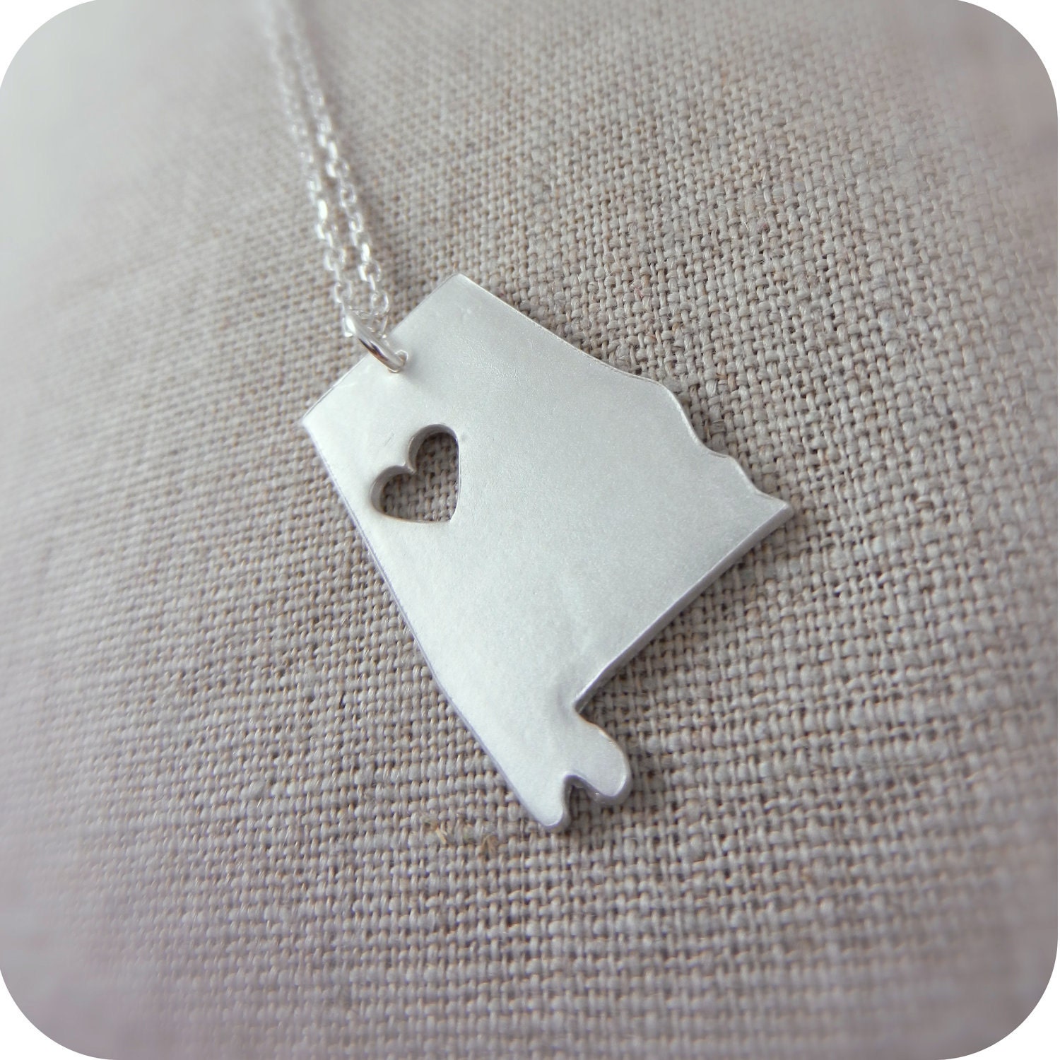 Custom State or Country Necklace in Silver