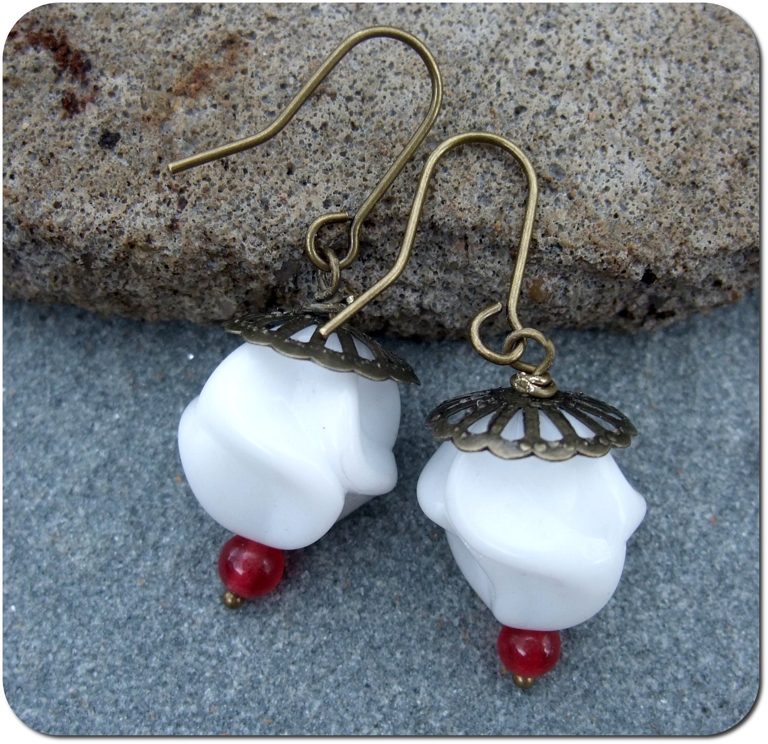 Charity Donation -- Japanese White Vintage Glass Earrings -- Donation to Philabundance