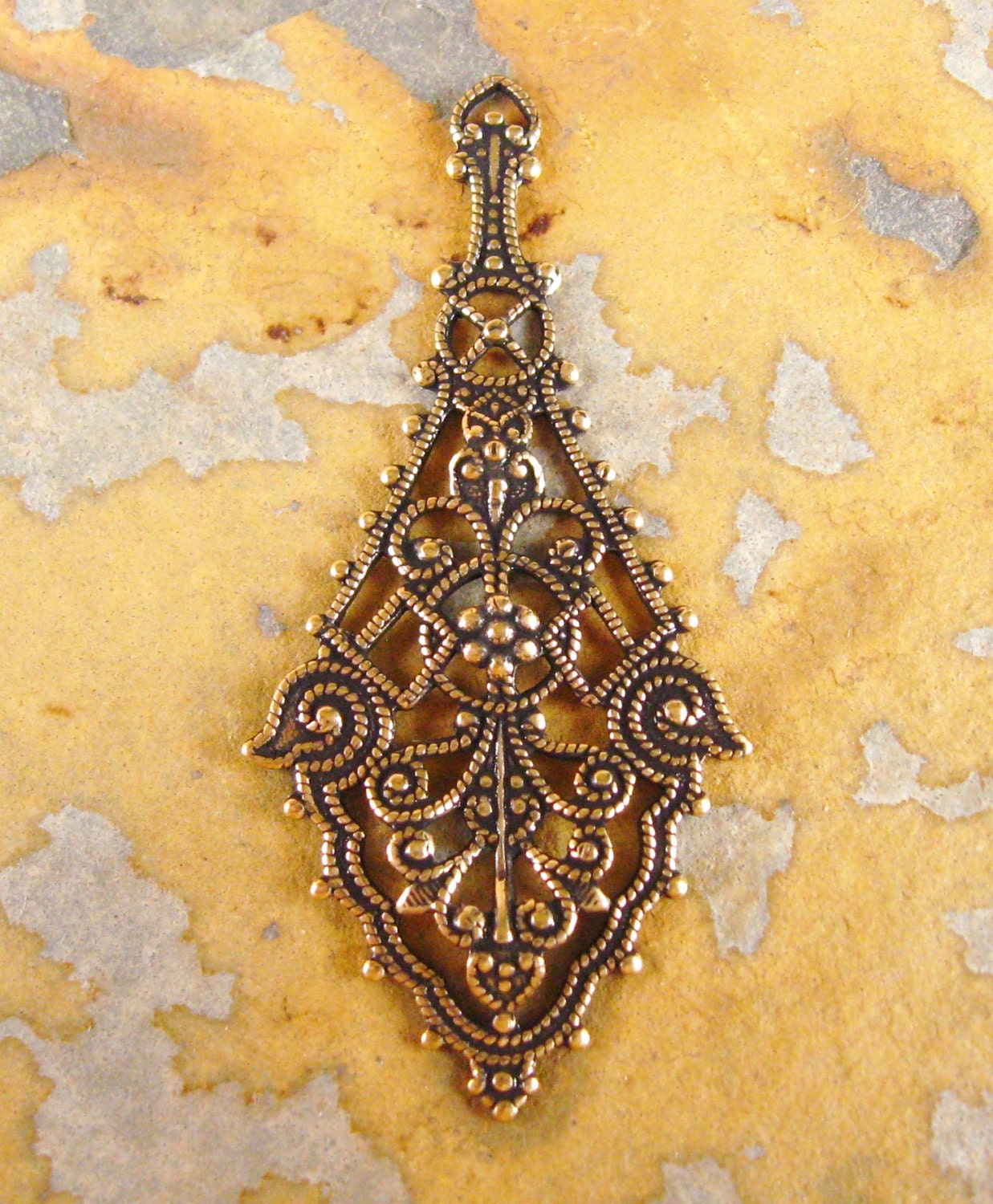 1 Trinity Brass Antique Gold Rebekah Pendant - Chandelier  25mm x 55mm -  LOW SHIPPING